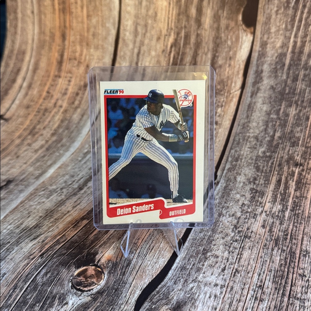 Vintage 1990 Fleer Deion Sanders #454 Baseball Trading Card Item #ME6249